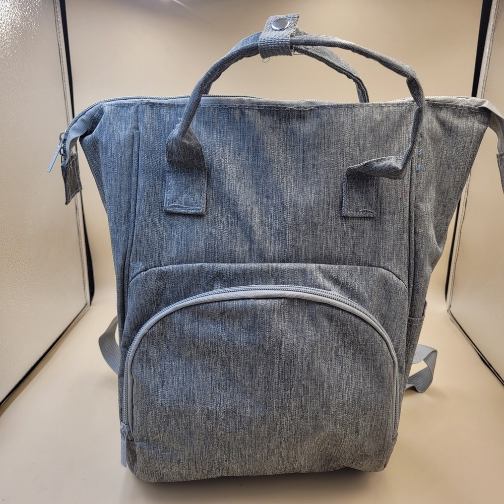 Enfamil Gray Heathered Diaper Bag Backpack Multi Pocket Travel Baby Bag
